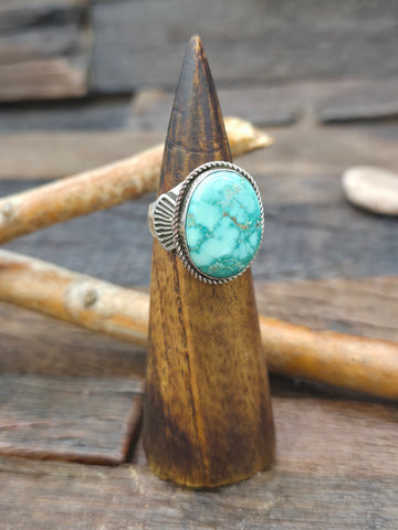 Candelaria Turquoise and Orange Spiny Oyster Statement Ring by Rosella Paxson - Size 8