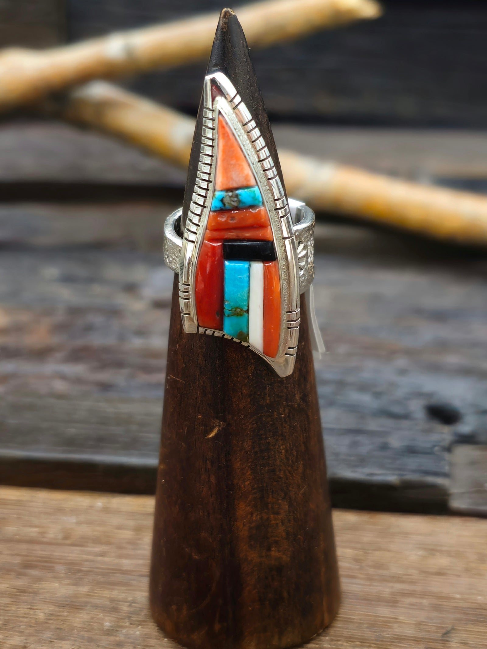 Adjustable Cobblestone Inlay Ring by David Tune