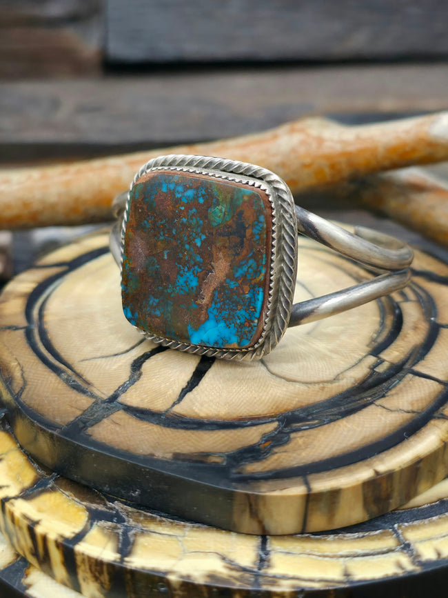 Boulder Turquoise Sterling Silver Cuff by LaRose Ganadanegro - 6 1/2 in.