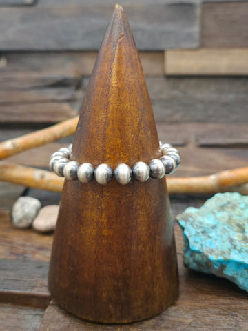 Fluted Bead Sterling Silver Bracelet - 8 in.