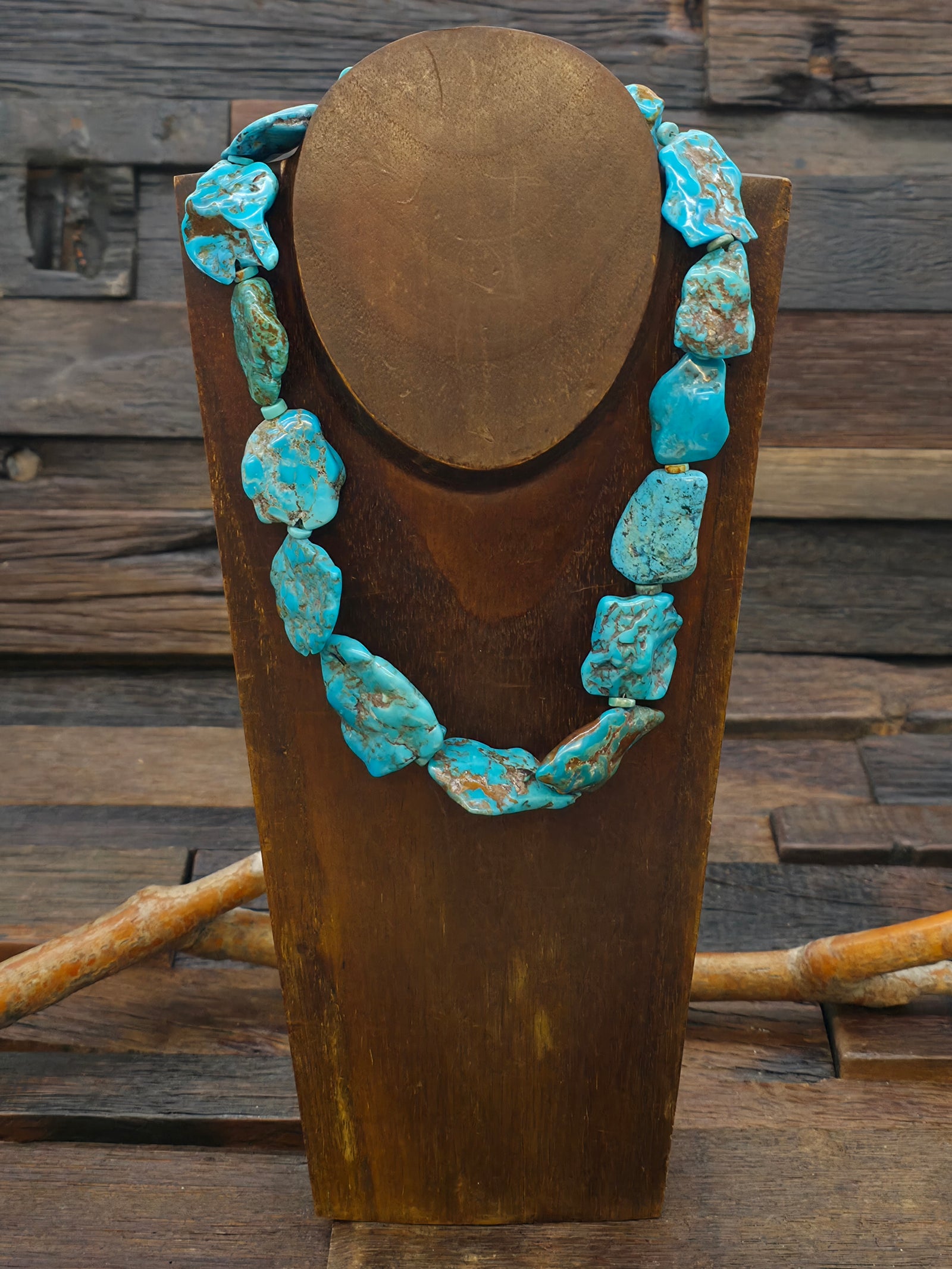 Blue Sky Horse Turquoise Flat Nugget Necklace - 18 in.  Stones Vary.