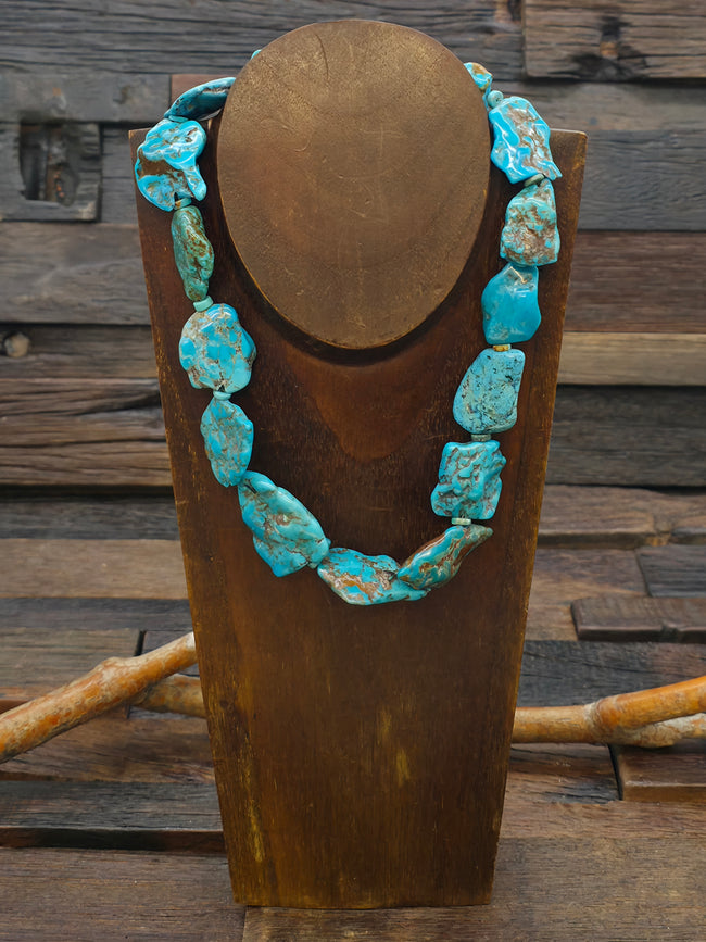 Blue Sky Horse Turquoise Flat Nugget Necklace - 18 in.  Stones Vary.