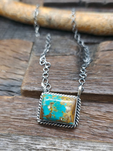 Blue Turquoise and Heishi Bead Necklace - 30 in.