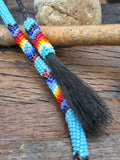 Sky Blue Beaded Horsehair Hat Band - 40 in.