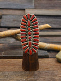 Sterling Silver Coral Cluster Ring - Size 9 1/2