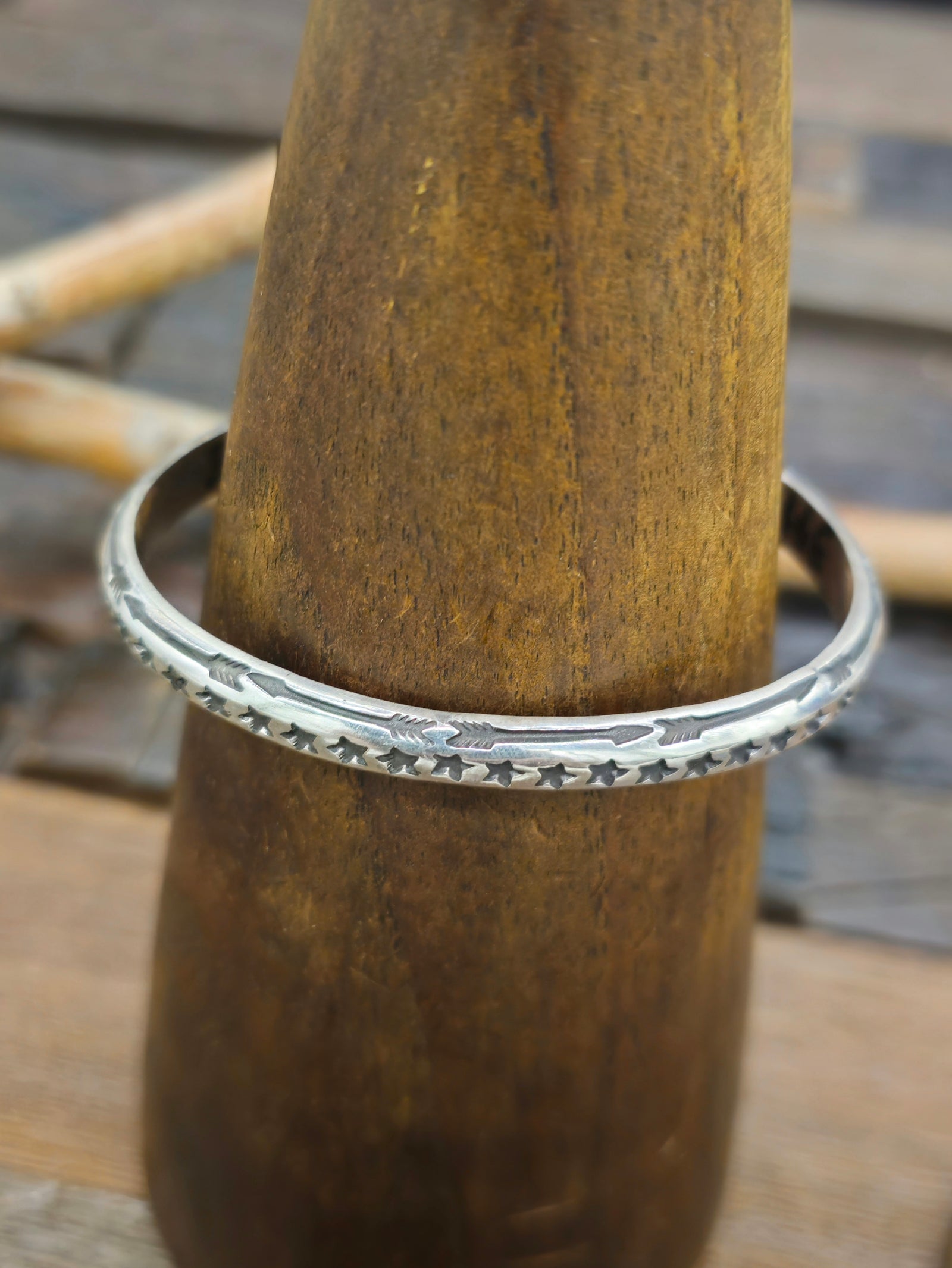 Stars and Arrows Stamped Sterling Silver Cuff by Sunshine Reeves - 6 1/2 in.