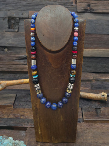 Three Strand Coral and Sterling Silver Bead Necklace by Fred Archuleta - 26 in.