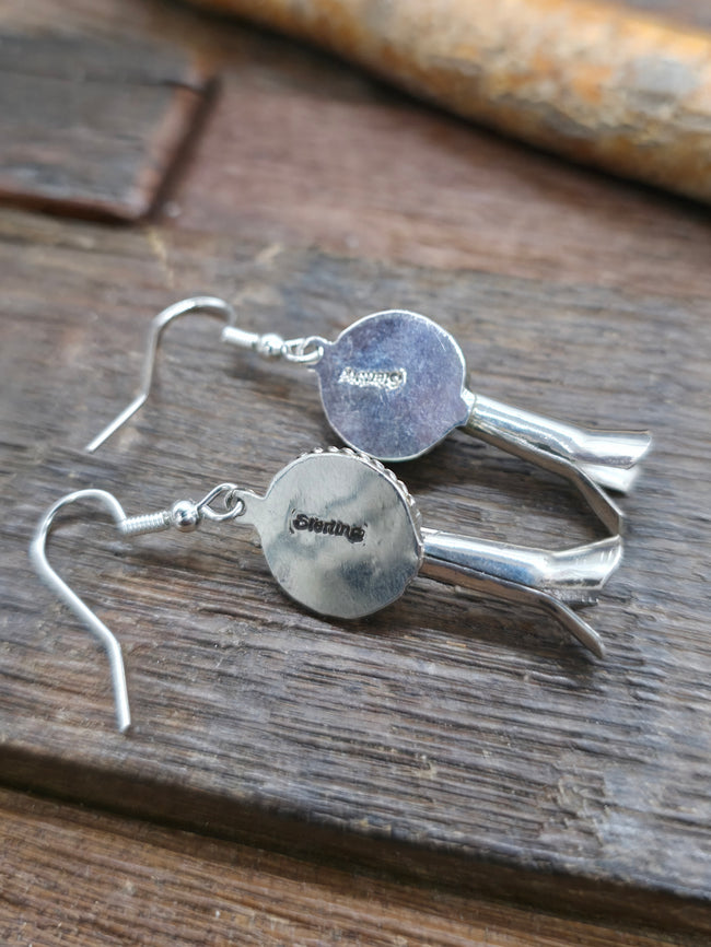 Sterling Silver Royston Turquoise Squash Blossom Earrings by Philip Martin