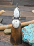 Sterling Silver Two-Stone White Buffalo Ring by L. Ganado - Size 8
