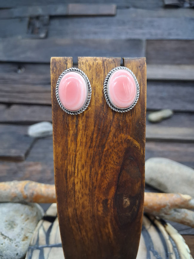 Post Oval Conch Sterling Silver Earrings