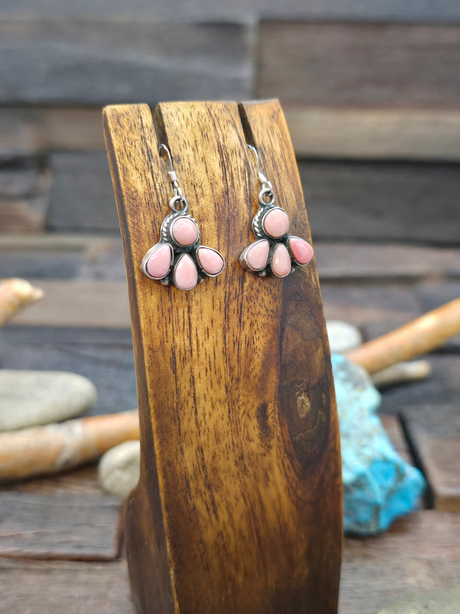 Sterling Silver Pink Conch Half Cluster Earrings by Gary Shorty - 1 1/4 in. by 5/8 in.