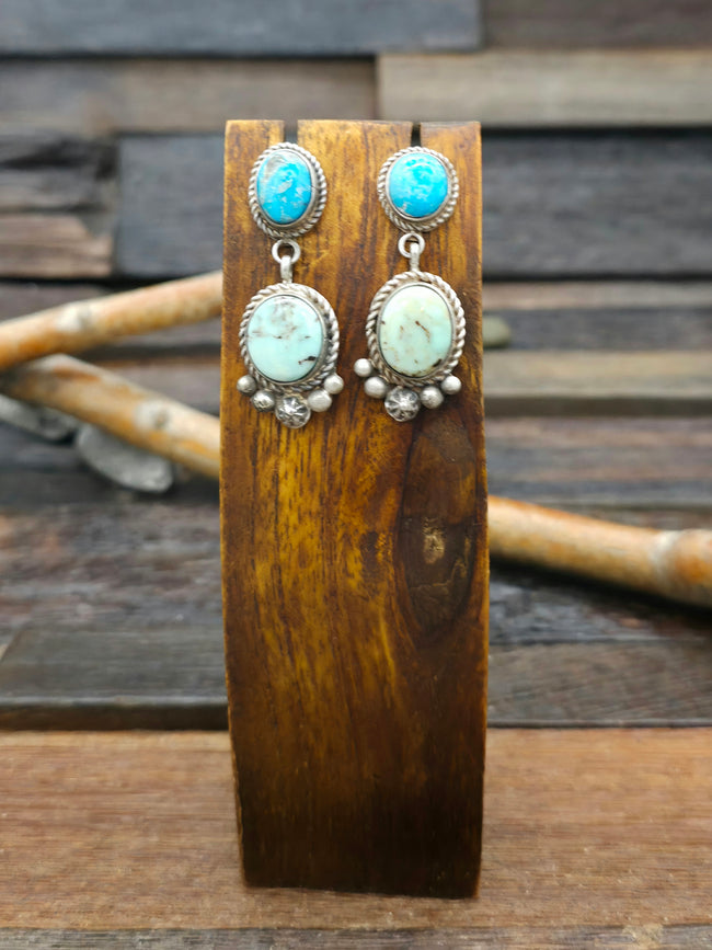 Blue Bird and Dry Creek Earrings by LaRose Ganadanegro
