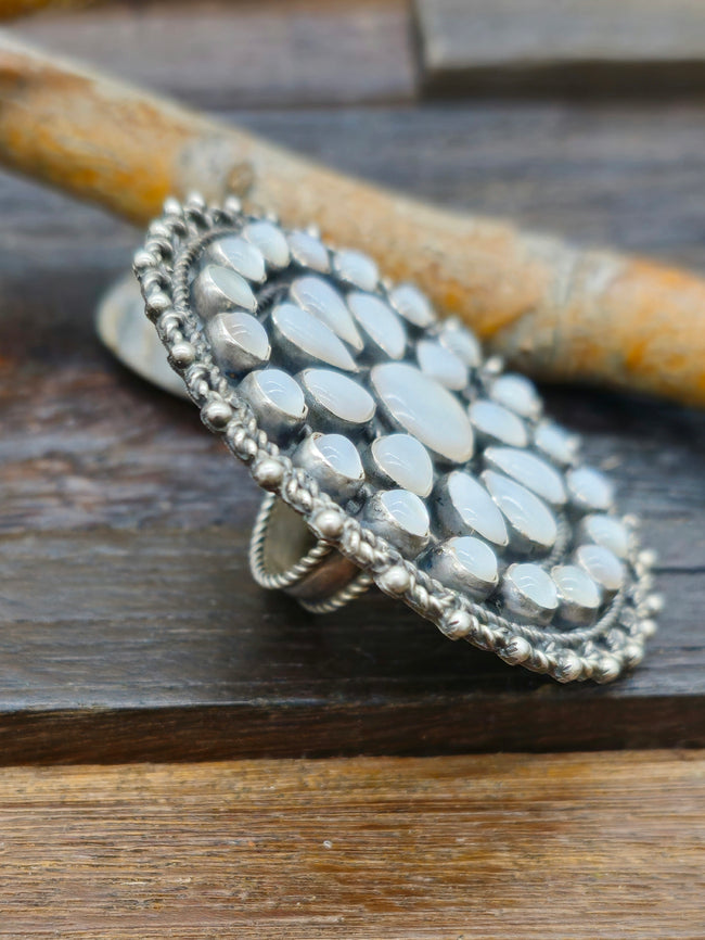 Mother-of-Pearl Cluster Ring by Devin Brown - Adjustable