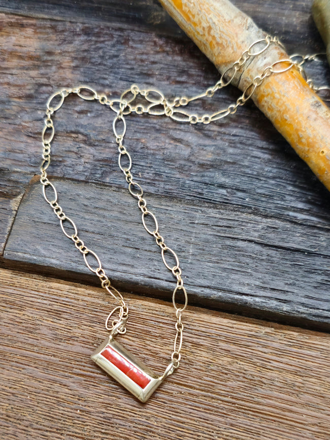 3/4 in. Coral Bar Necklace on 18 in. Chain by J. Natachu
