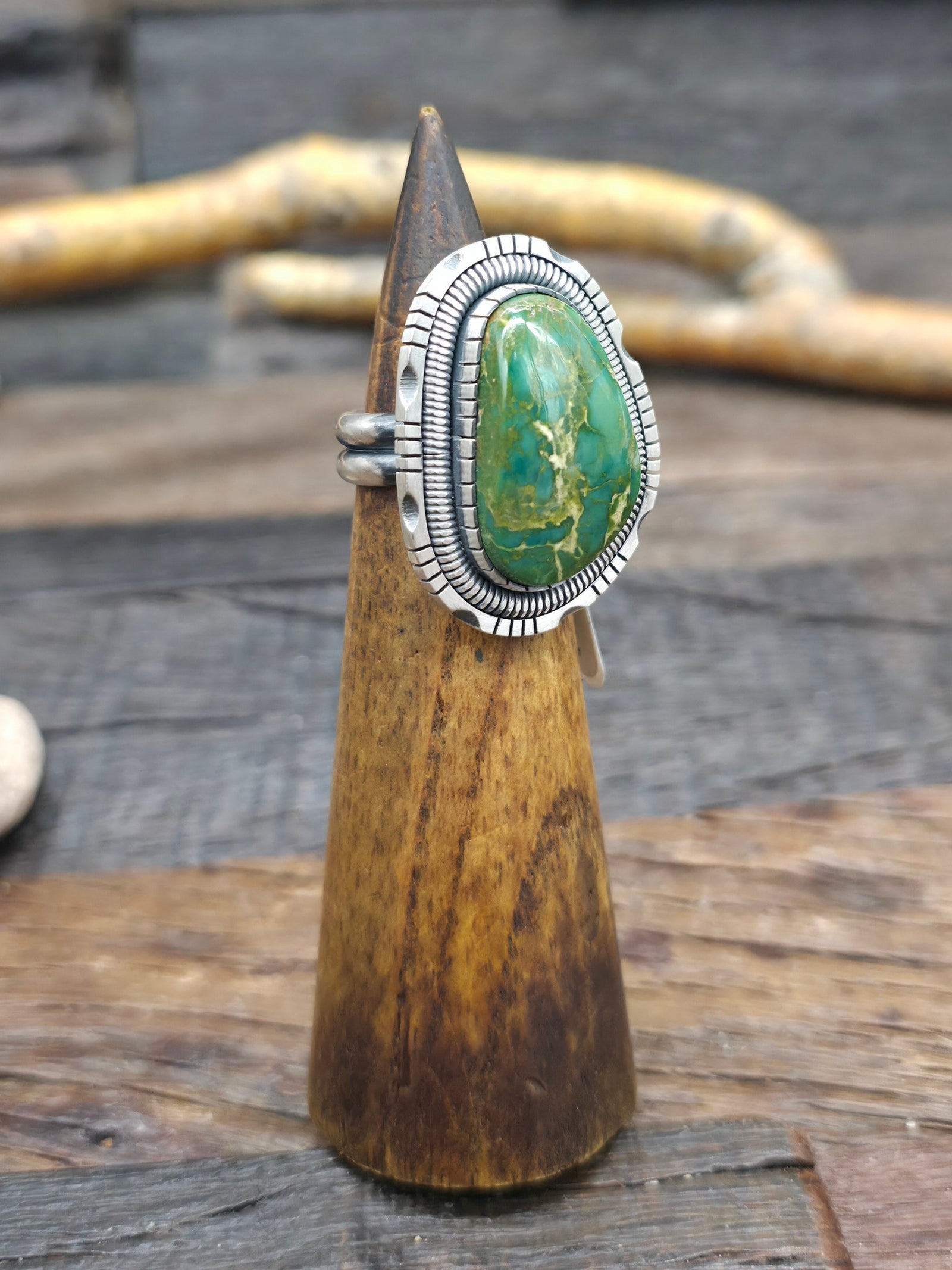 Sterling Silver and Royston Turquoise Ring by Walter Vandever - Adjustable