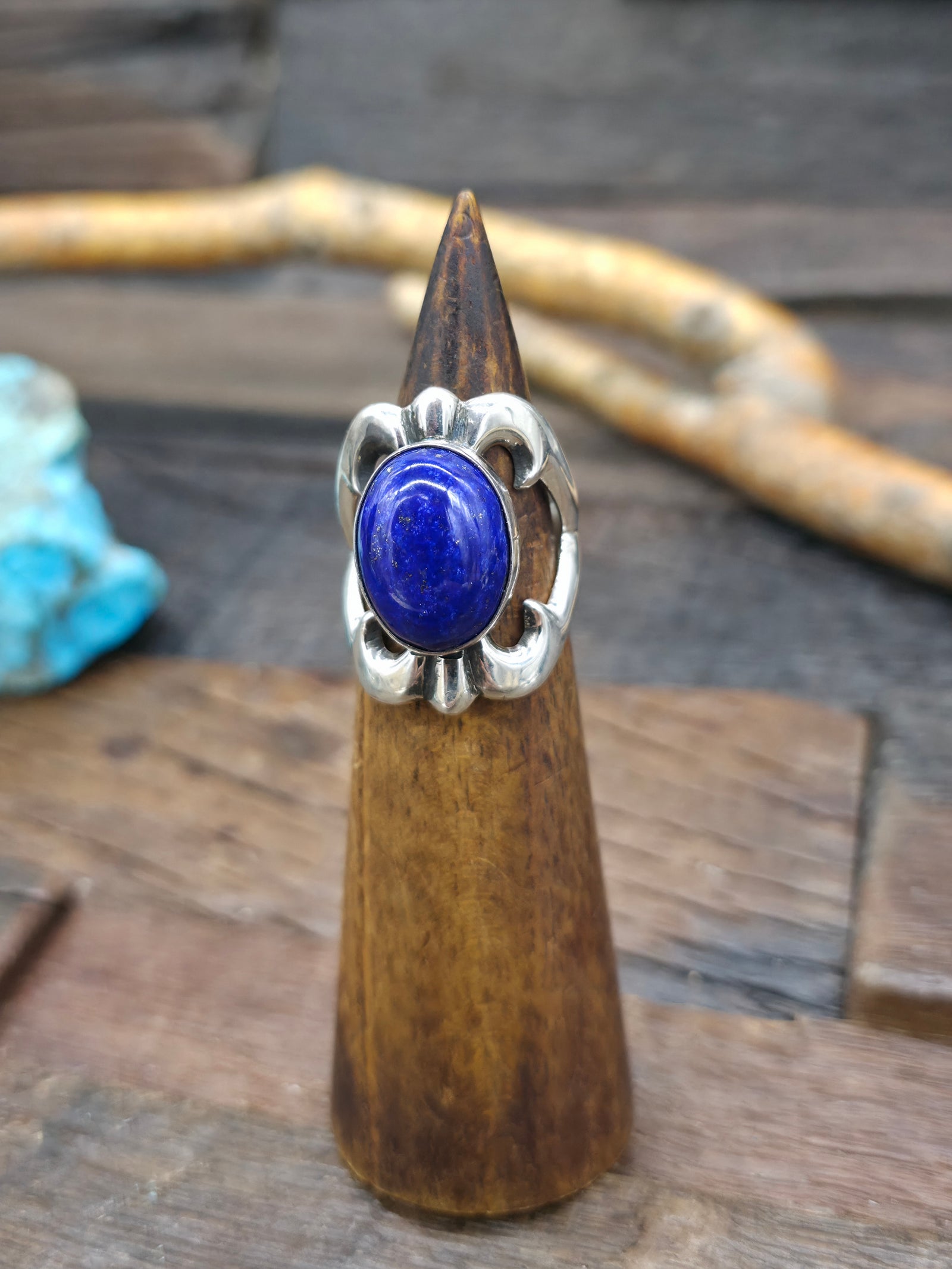 Cast Sterling Silver Lapis Ring by Kevin Yazzie - Size 9