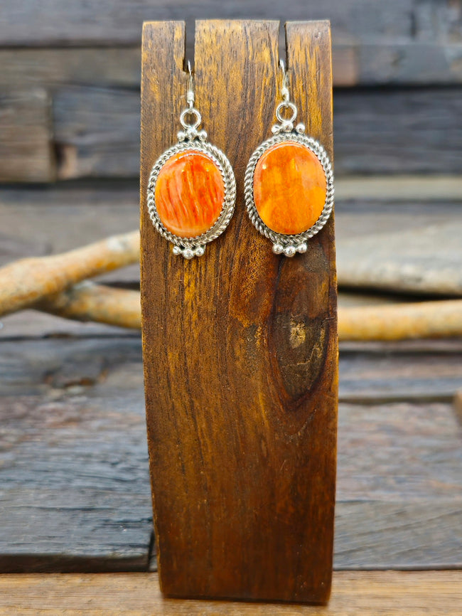Orange Spiny Oyster Earrings by Pearlene Spencer