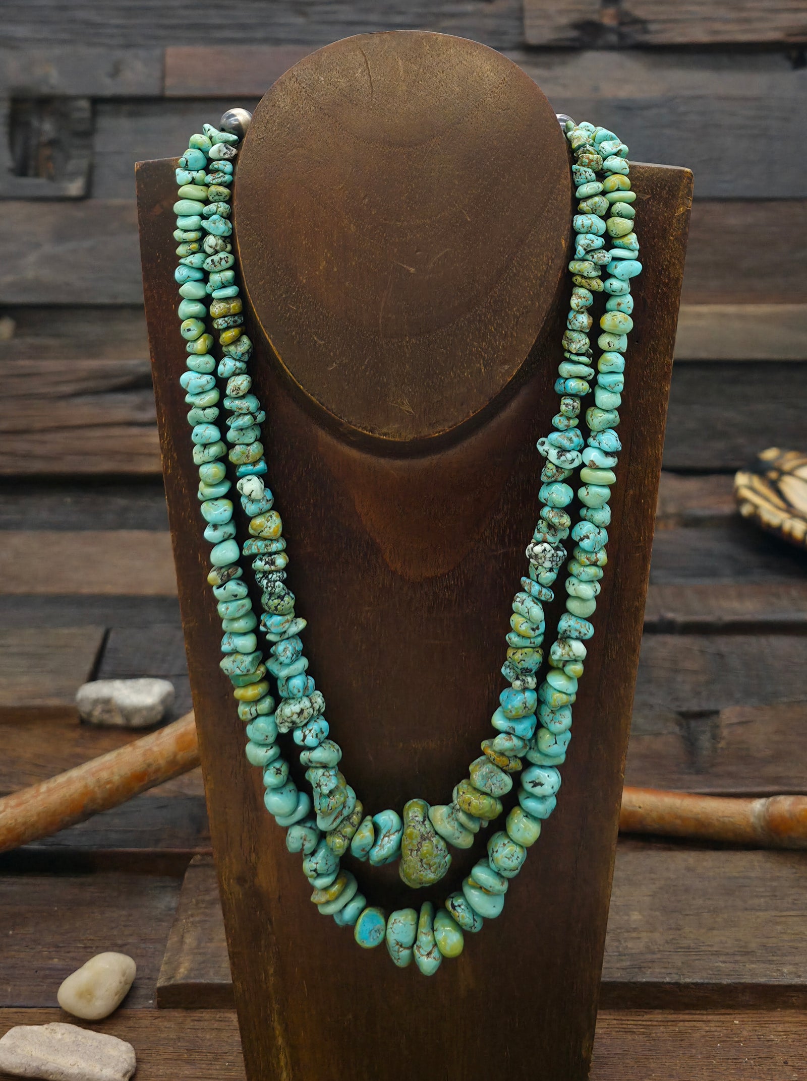 Two Strand Natural Fox Turquoise Layered Necklace - 19 in