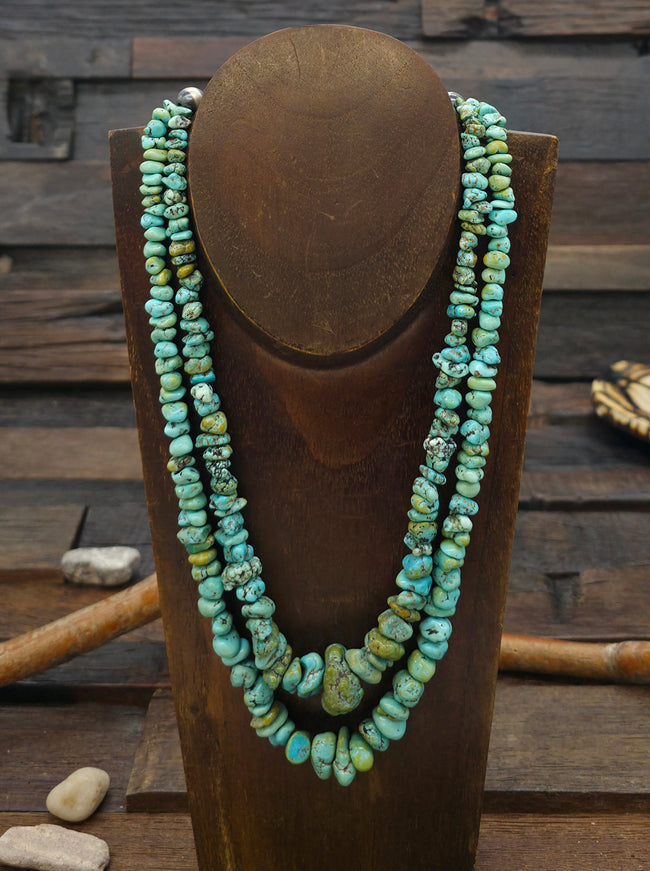 Two Strand Natural Fox Turquoise Layered Necklace - 19 in