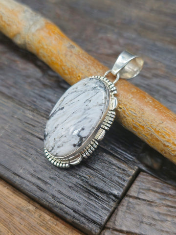 Large Sterling Silver Overlay Pendant with Black Onyx by Rose Singer