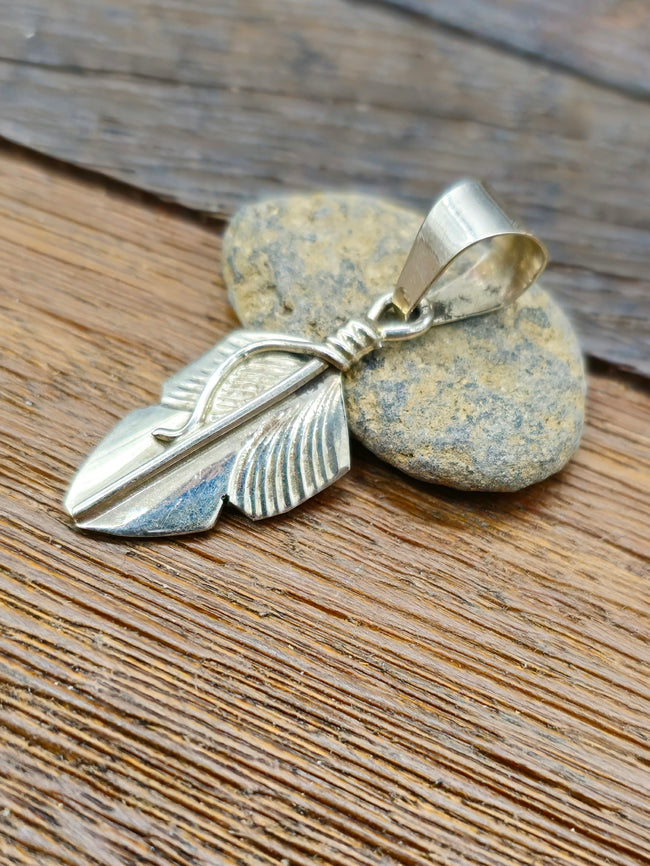 Chris Charley High Shine Sterling Silver Mini Feather Pendant