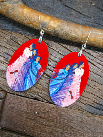 Art Earrings by Bill and Tracy Rabbit - Blue Woman