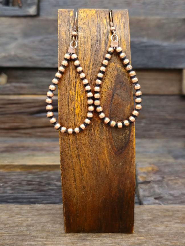 Copper Bead Teardrop Earrings
