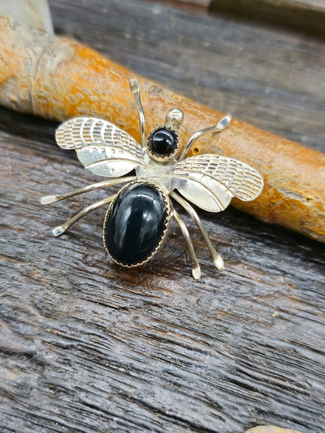 Sterling Silver and Black Onyx Bee Pin by Jeffrey James