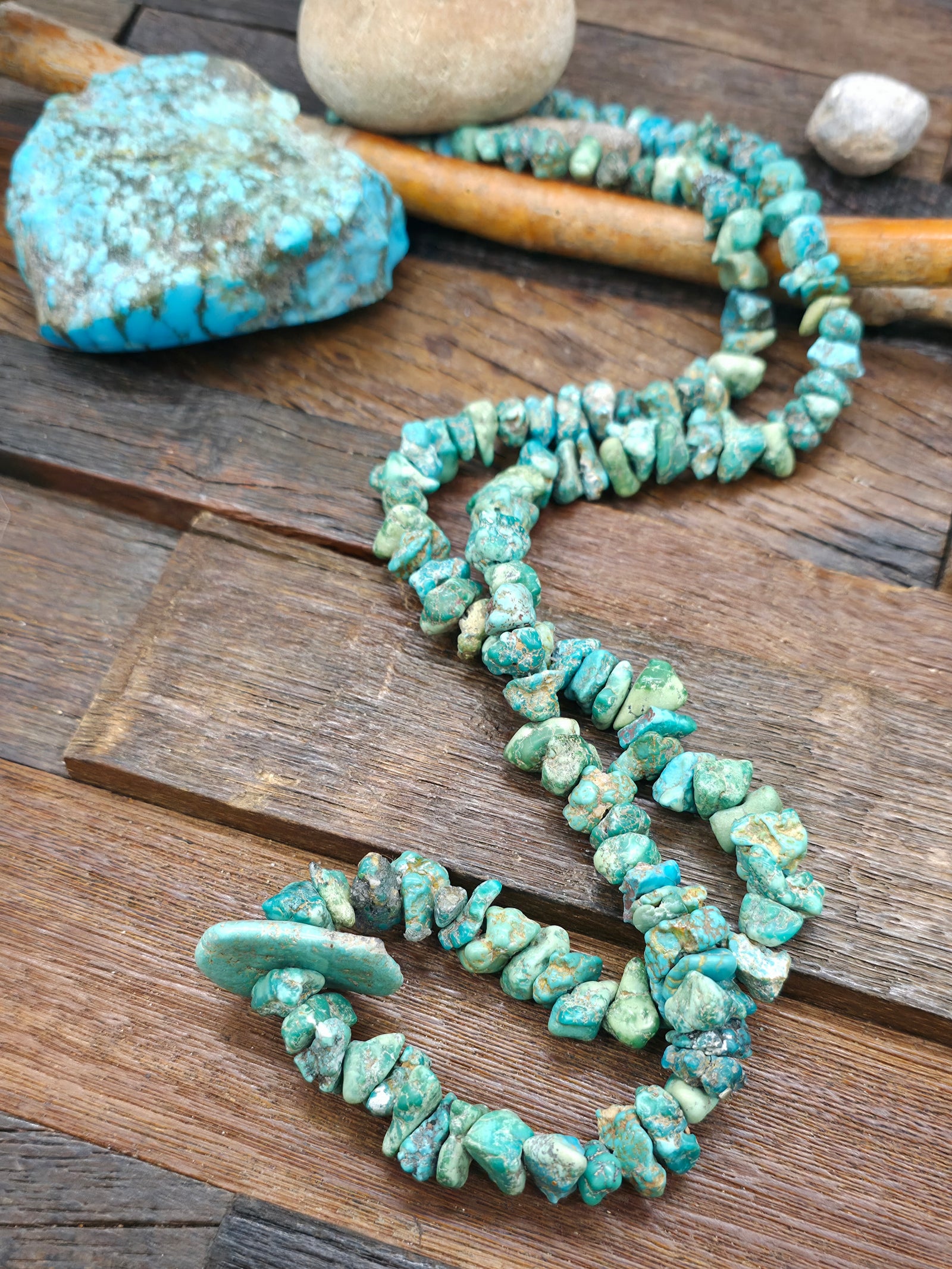 Fox Turquoise Nugget Necklace - 36 in.