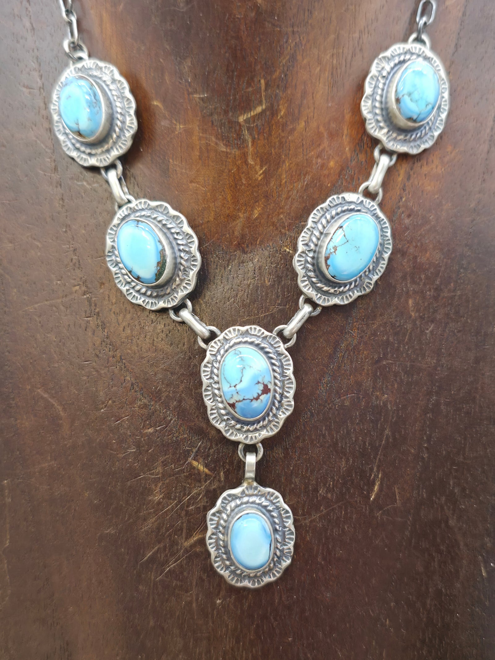 Sterling Silver Golden Hills Turquoise Lariat Necklace and Earring Set by Thomas Francisco - 20 in.