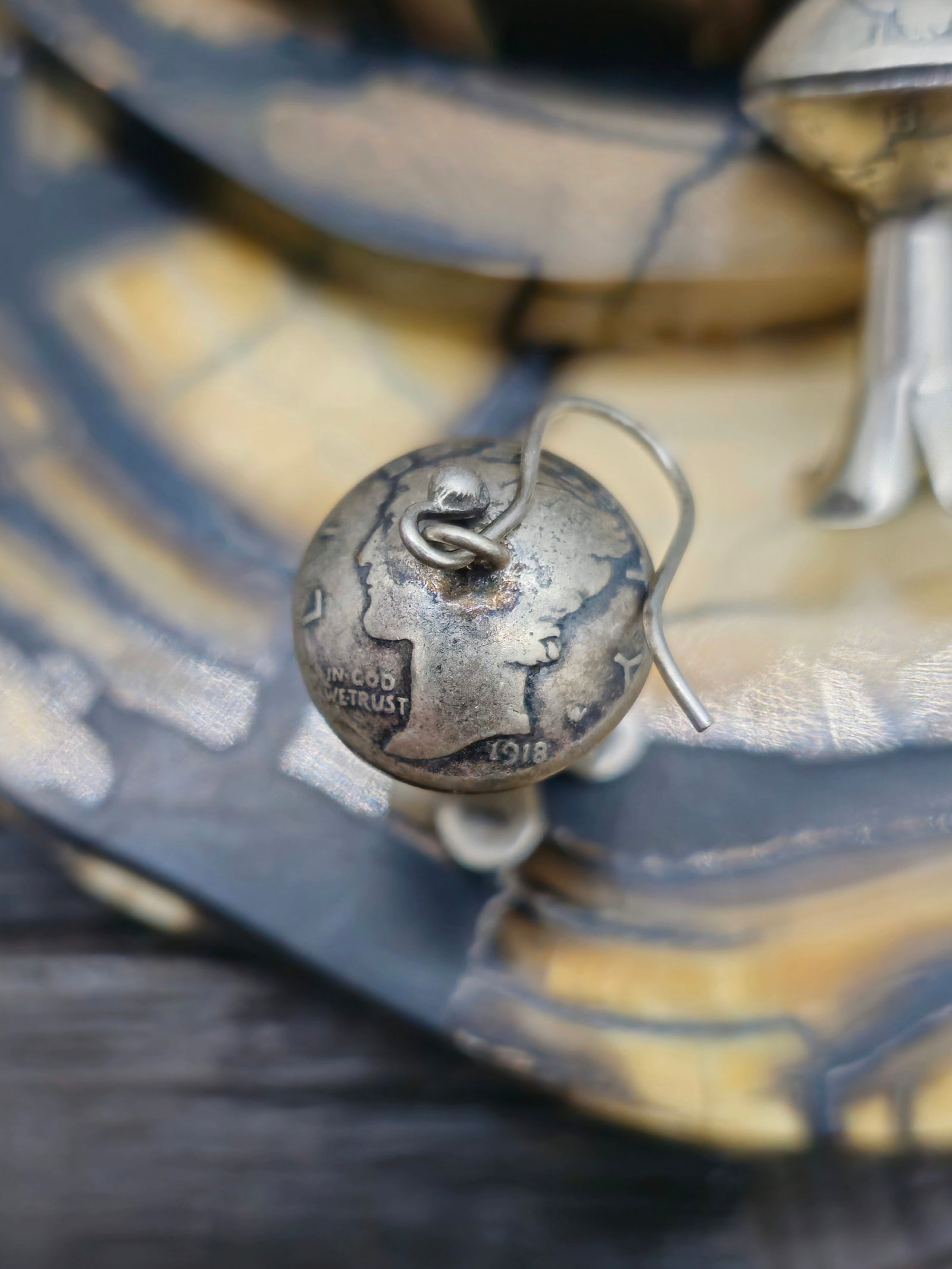 Mercury Dime Squash Blossom Earrings