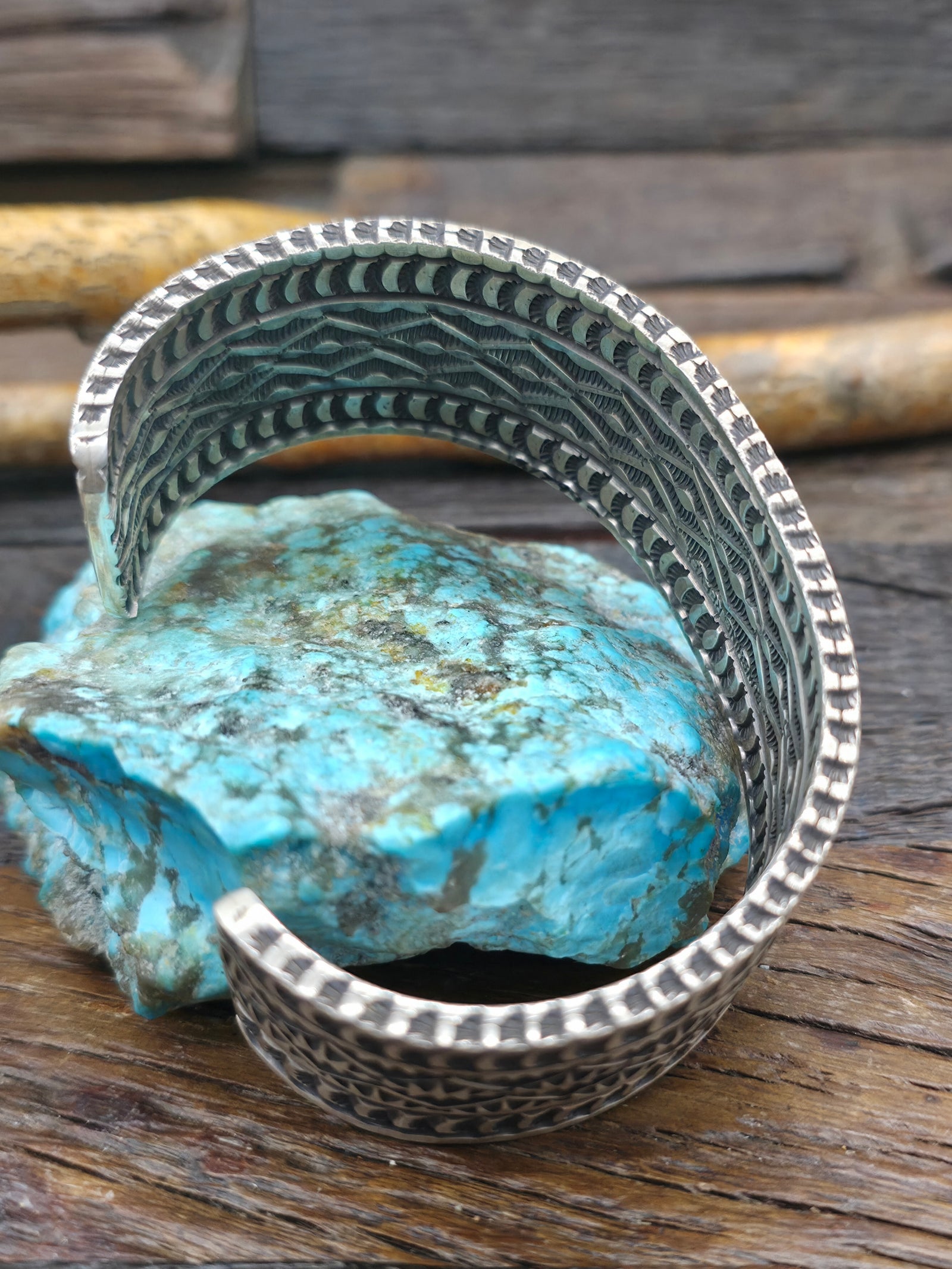 Stamped Sterling Silver Cuff Bracelet by Sunshine Reeves - 7 3/4 in. with Gap