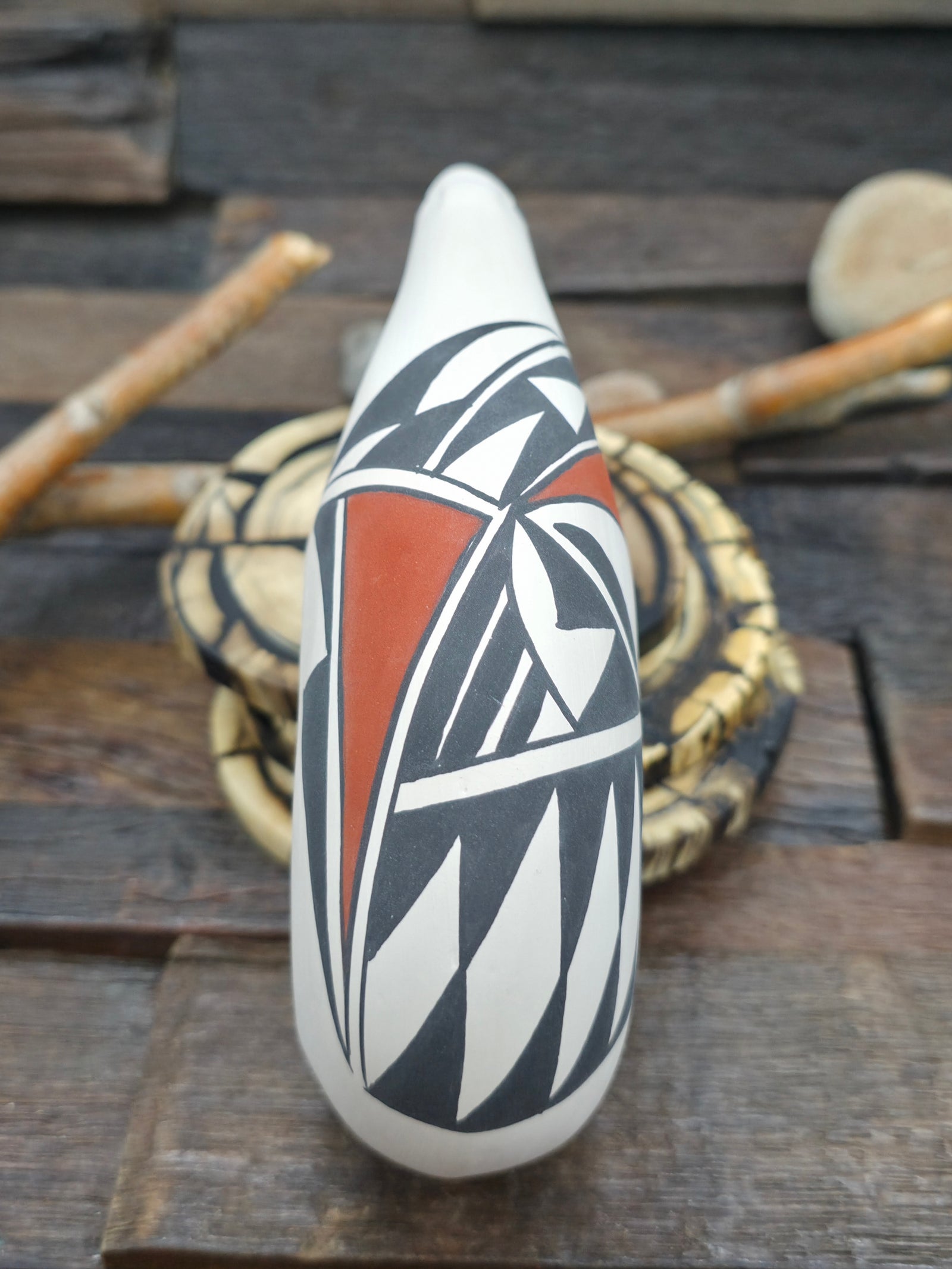 Hand Painted Acoma Ceramic Bear by Kuutimaitsa - 6 1/2 in. by 4 in. by 2 in.