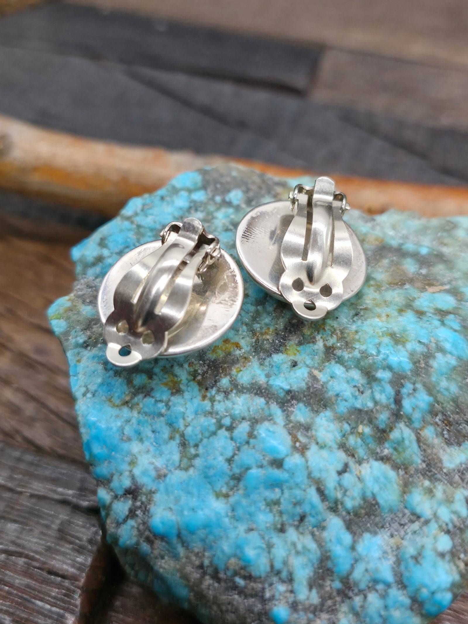 Clip Sterling Silver Button Earrings by Marie Yazzie - 5/8 in.