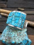 Turquoise Cobblestone Inlay Cuff by David Tune - 7 in. w/Gap