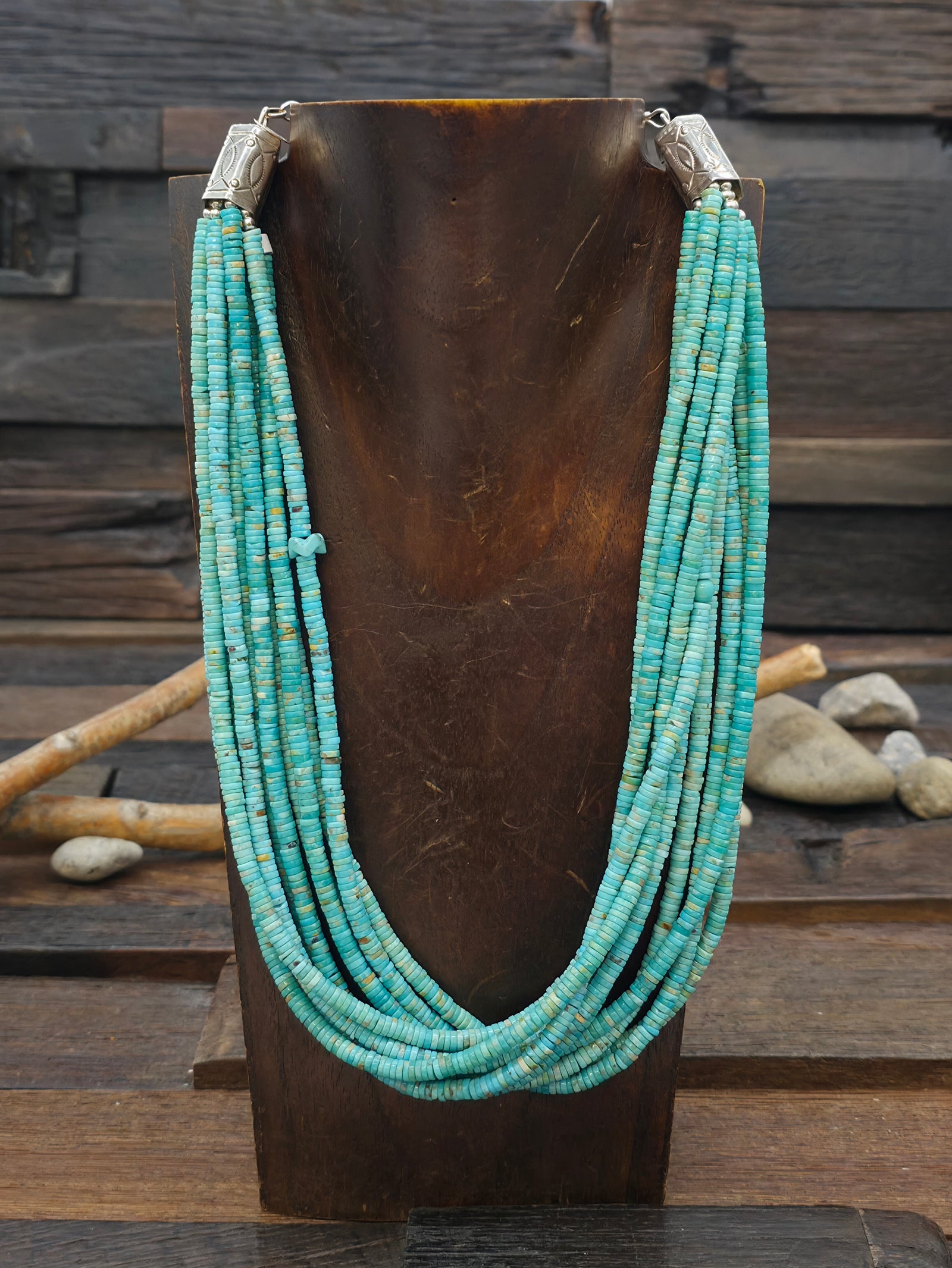 Ten Strand Turquoise Heishi Necklace by Fred Archuleta - 18 in. Plus 6 In. Extender
