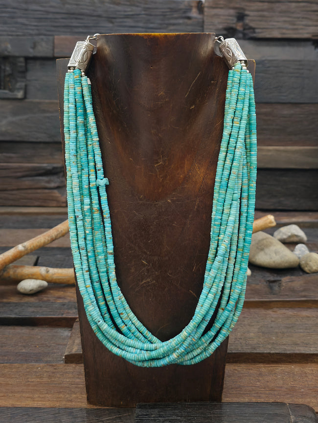 Ten Strand Turquoise Heishi Necklace by Fred Archuleta - 18 in. Plus 6 In. Extender