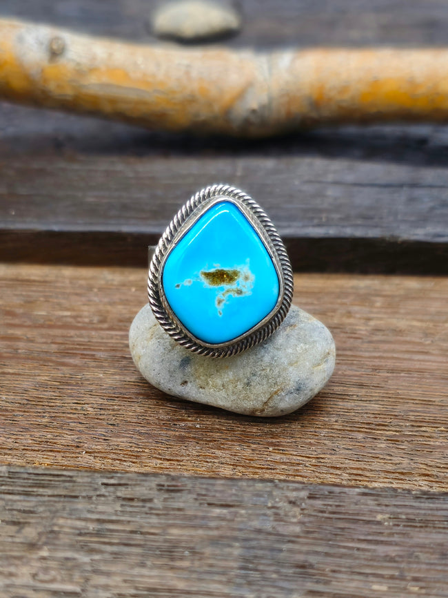 Leon Martinez Turquoise and Sterling Adjustable Ring