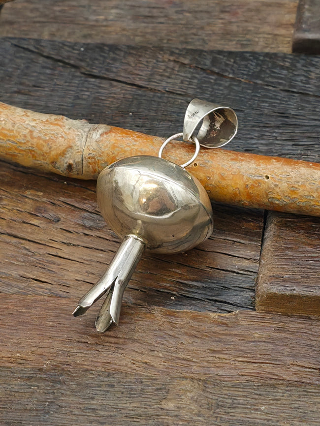 Large High Shine Sterling Live Squash Blossom Pendant by Monica Smith - 2 3/4 in.