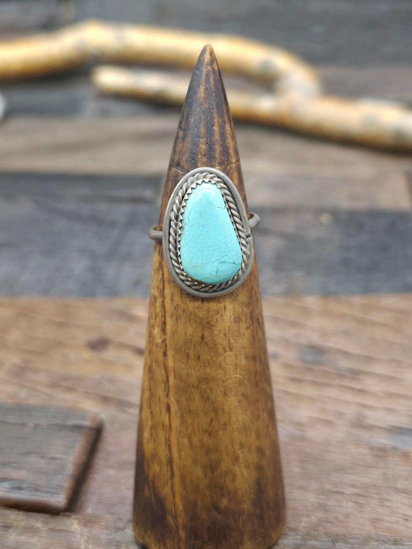 Sterling Silver Green Turquoise Ring by Tommy Lee - Size 8