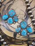 Turquoise Cluster Oxidized Sterling Silver Bead Necklace and Earring Set by Wilson Dawes - 22 in.