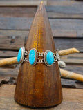 5 Stone Turquoise Link Bracelet by Rosella Paxton - 7 1/2 in.