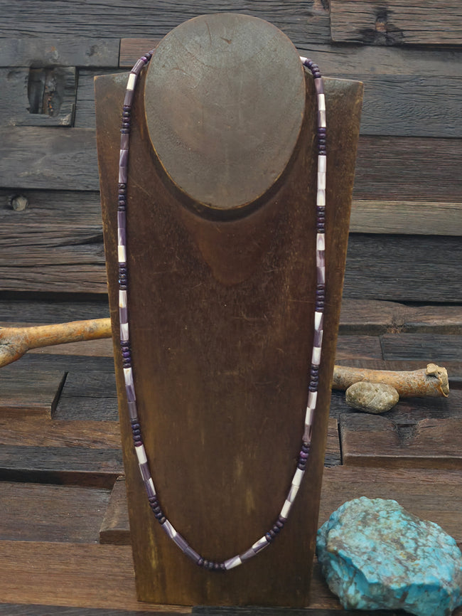Wampum and Composite Mojave Bead Necklace by Fred Archuleta - 25 in.