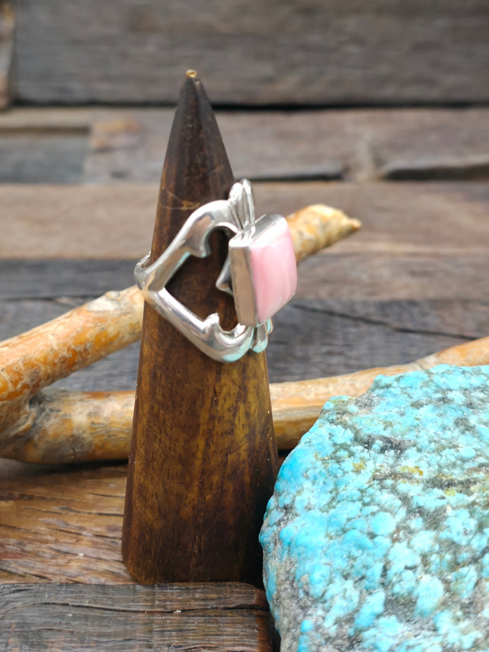 Cast Sterling Silver Pink Conch Ring by Kevin Yazzie - Size 9