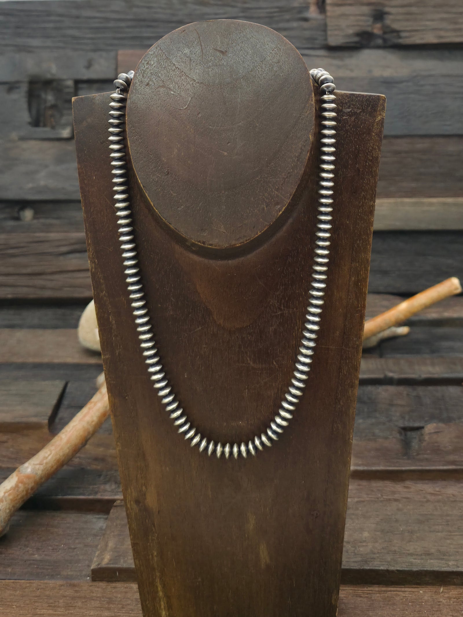 Oxidized Sterling Silver Saucer Bead Necklace by Bryannen Halwood - 18 in. 7 mm Bead