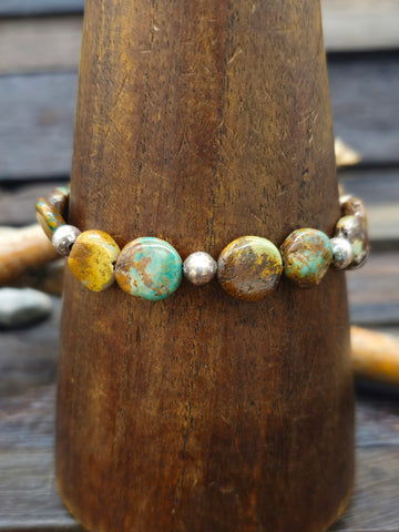 Kingman Turquoise and Leather Bracelet by J. Dale