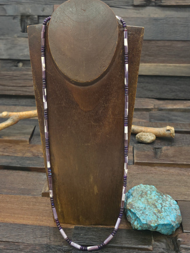 Wampum and Composite Mojave Bead Necklace by Fred Archuleta - 28 in.