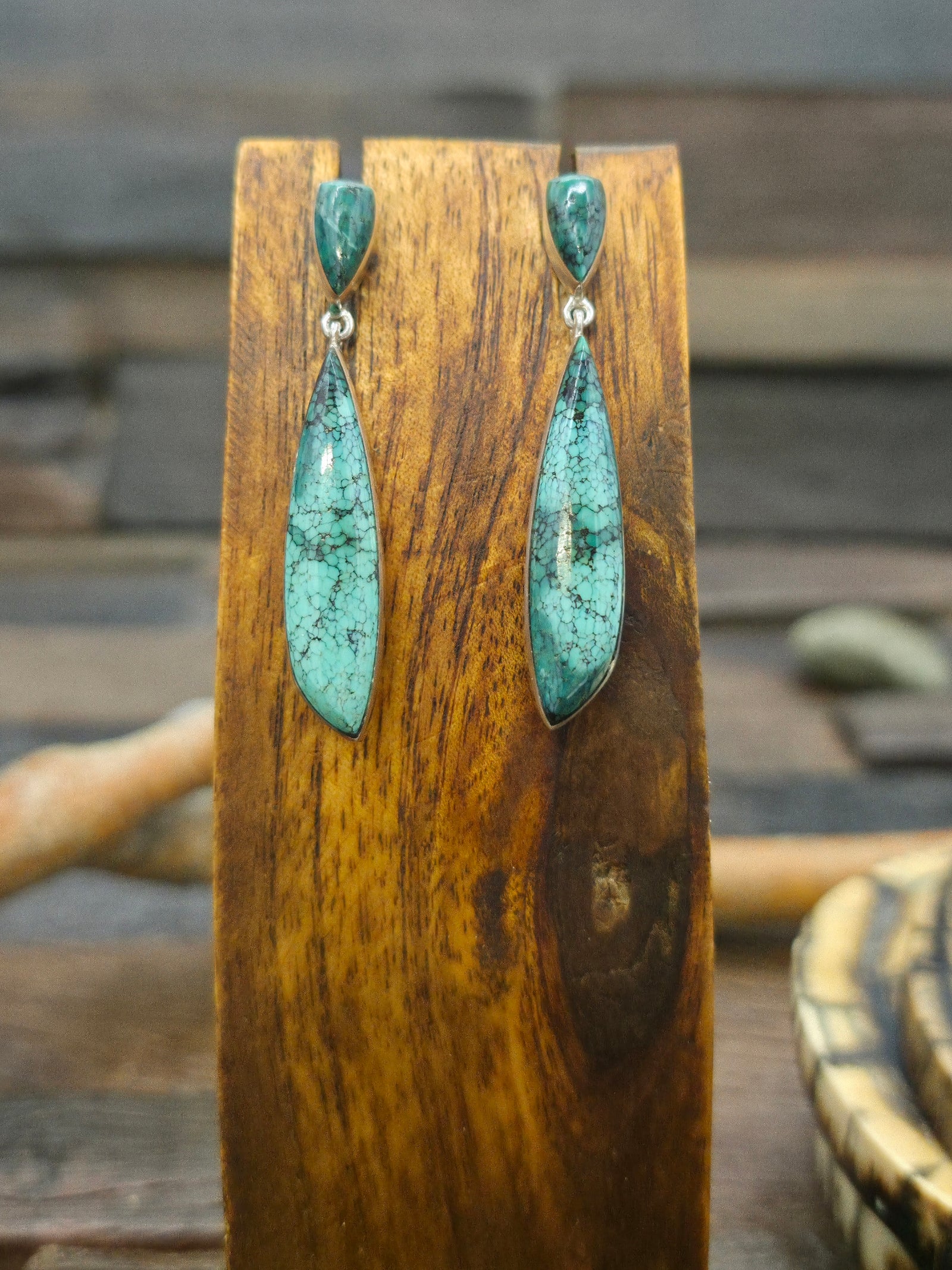 Cloud Mountain Turquoise Post Dangle Earrings by Sheryl Martinez