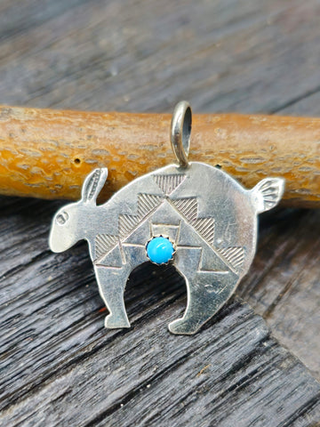 Oxidized Sterling Silver and Turquoise Cross Pendant by Martha Cayatineto