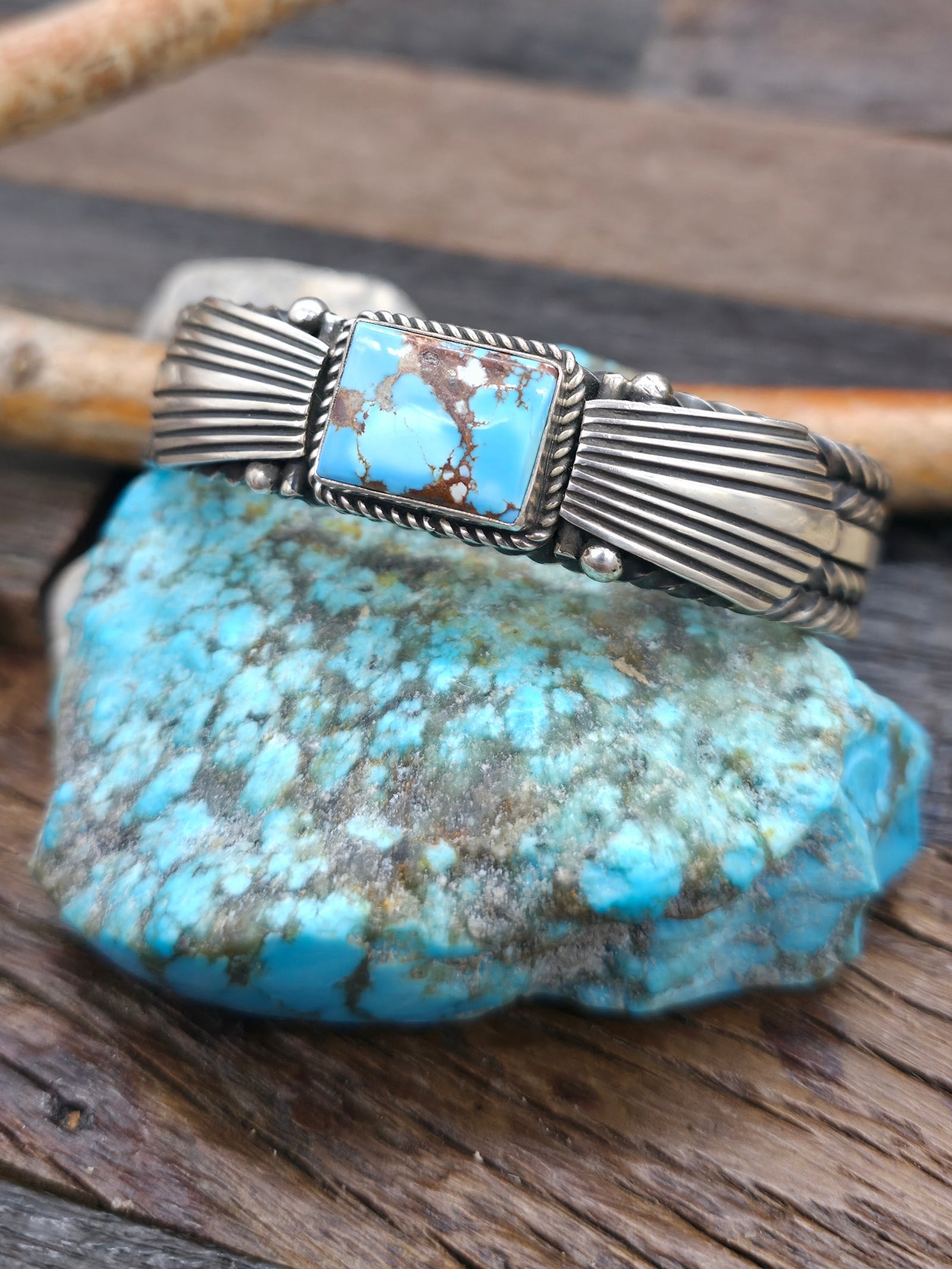 Golden Hill Turquoise Sterling Silver Cuff by Albert Jake - 6 3/4 in. with Gap